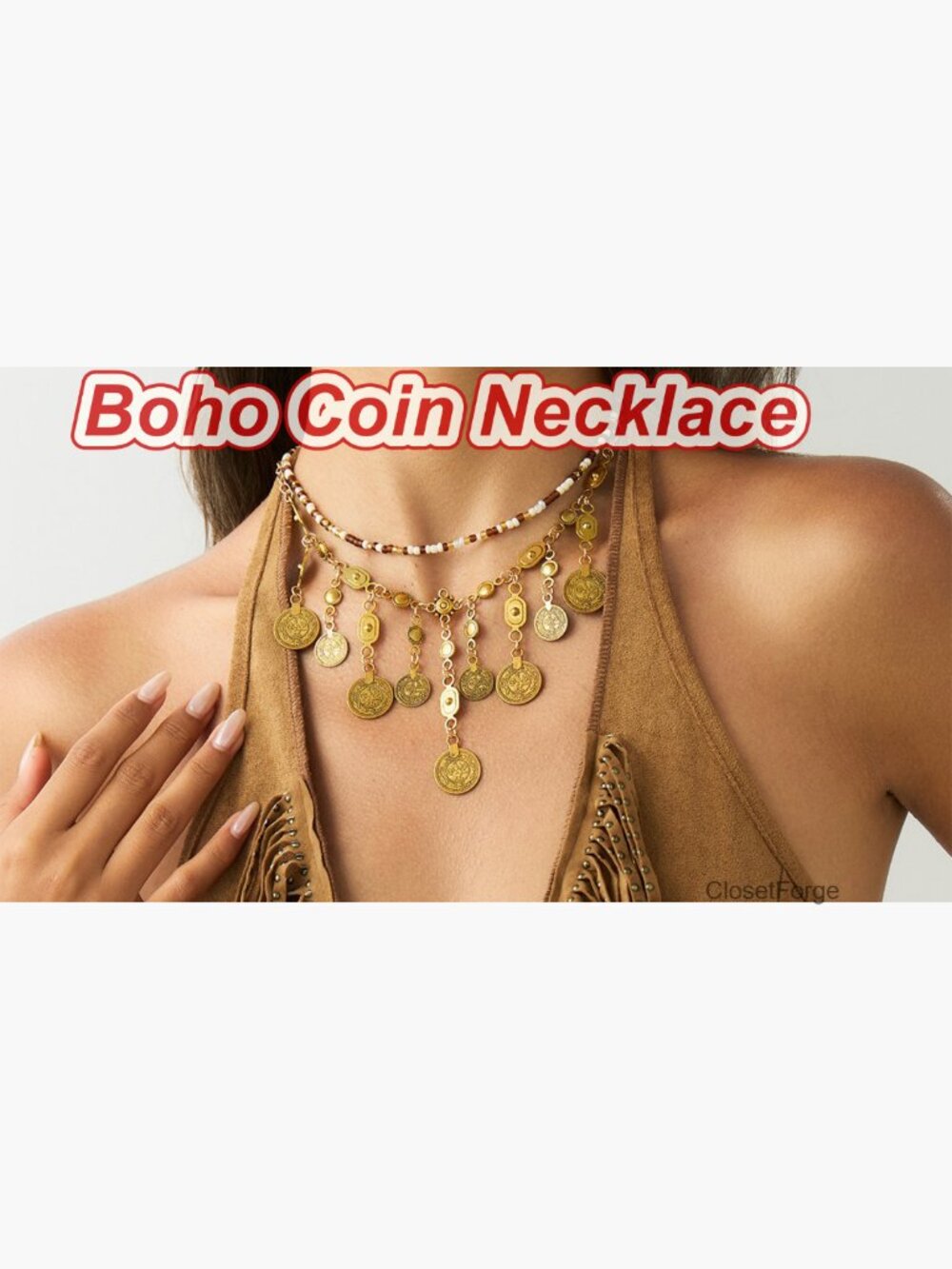 Bohemian Gold Coin Layered Necklace - Women - Picture 7 of 7